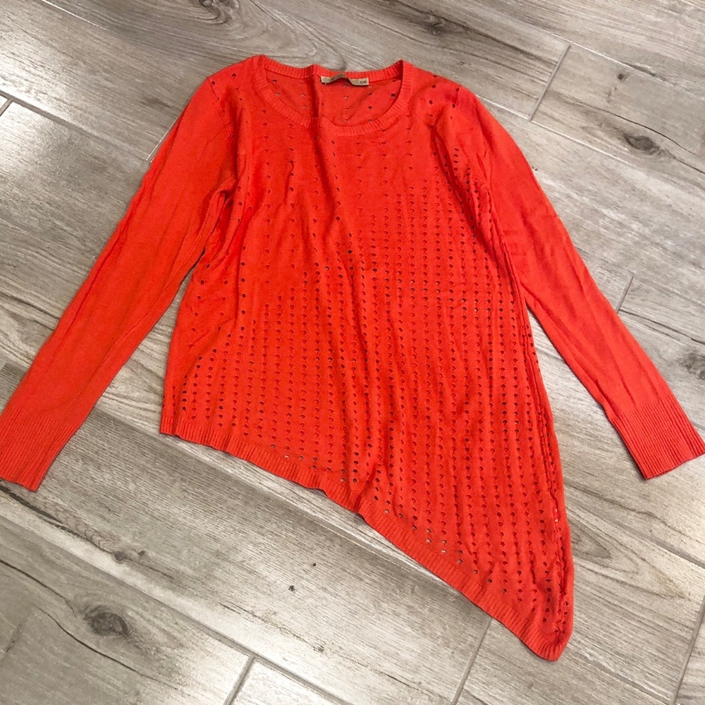 Laser cut asymmetrical sweater